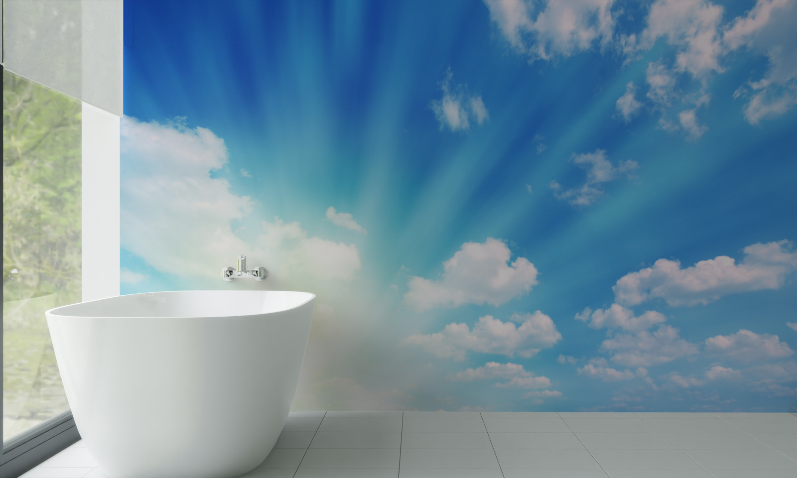 Papier peint les rayons du soleil brillent dans le ciel bleu