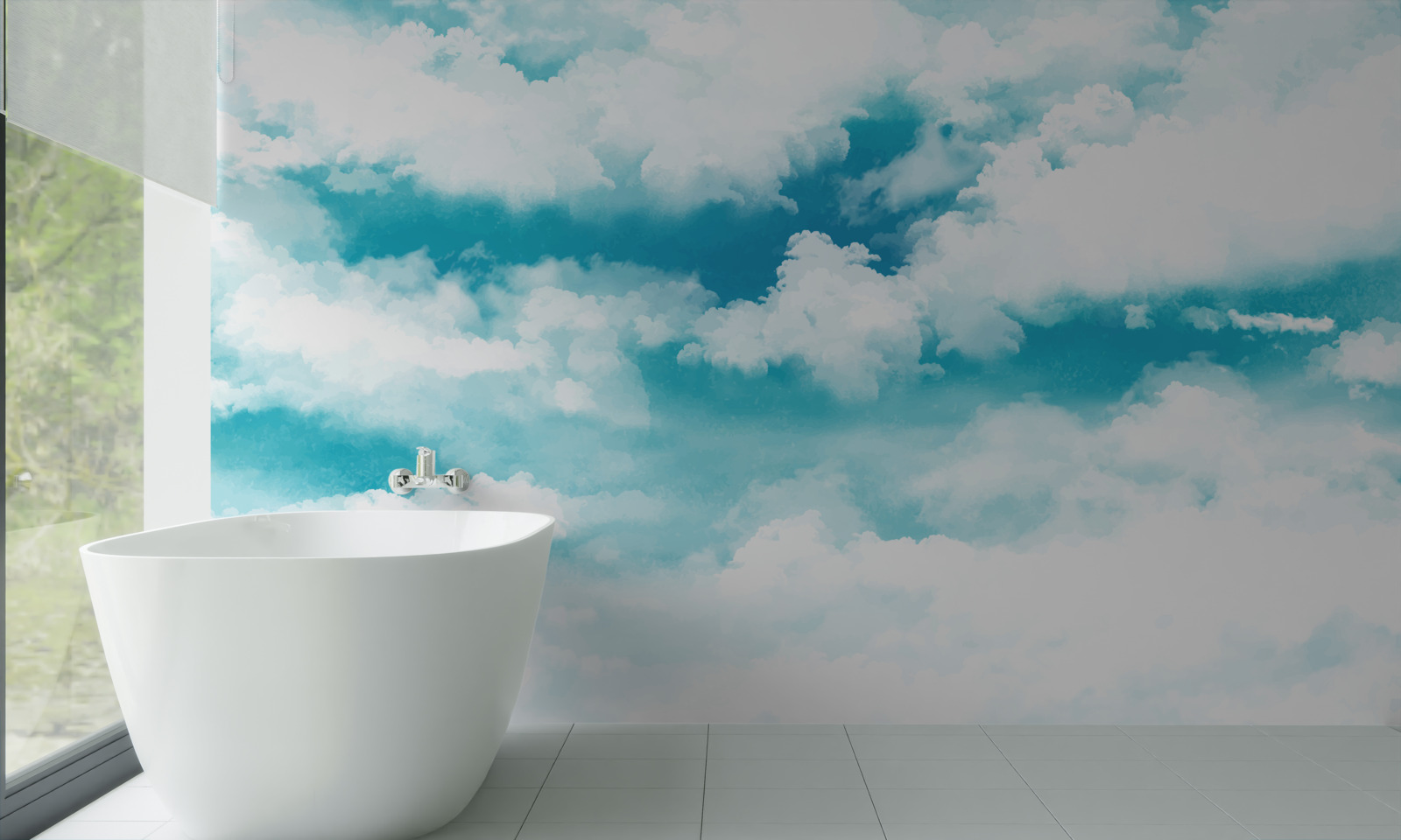 Papier peint le jour, le ciel est bleu et blanc