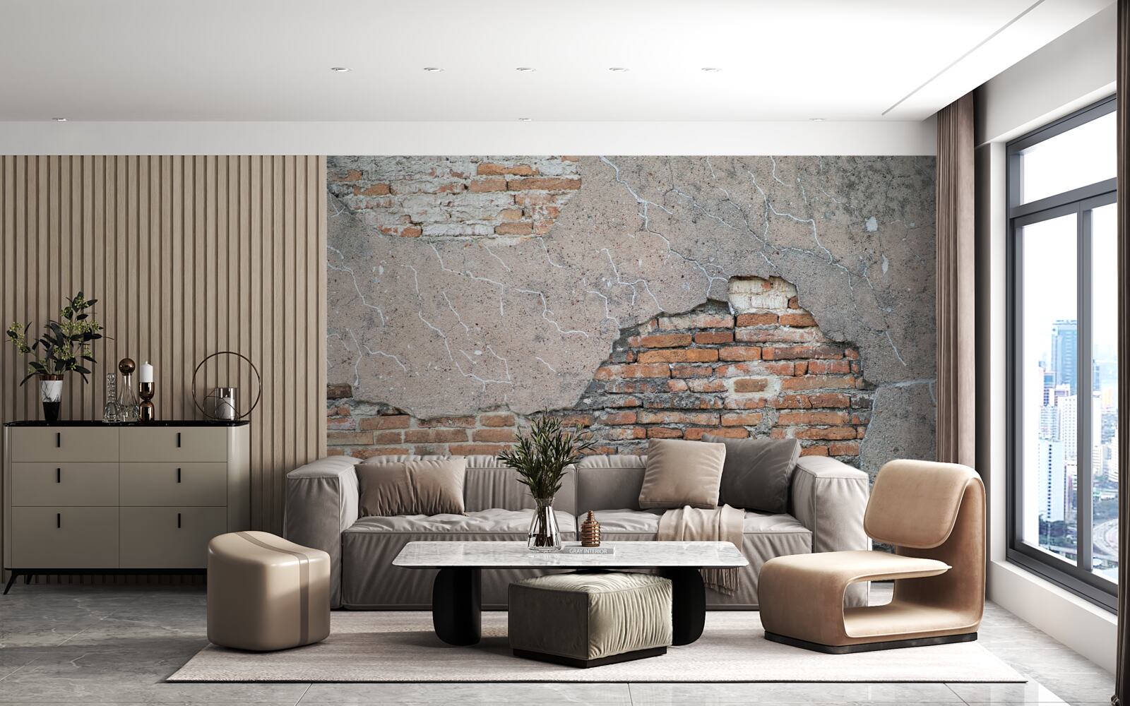 Papier peint Un mur de briques qui s'effondre