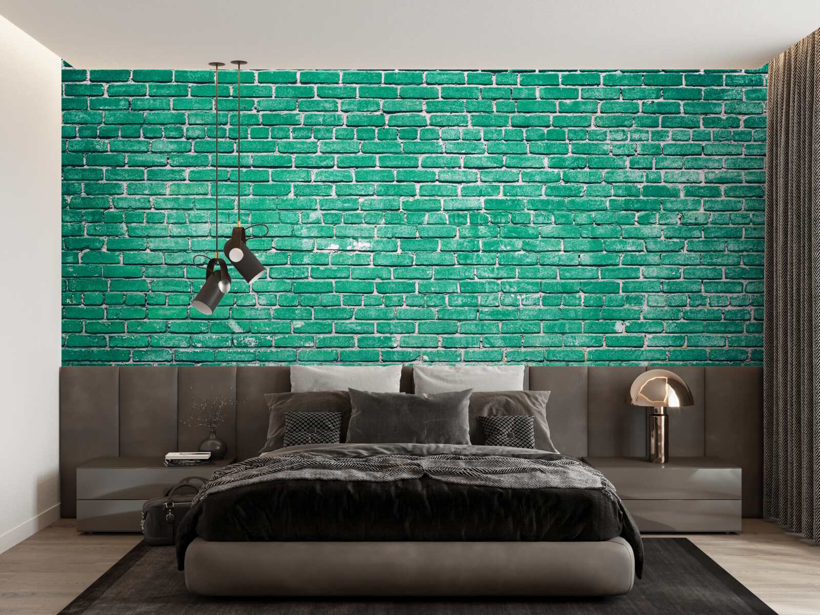 Papier peint Mur de briques turquoise