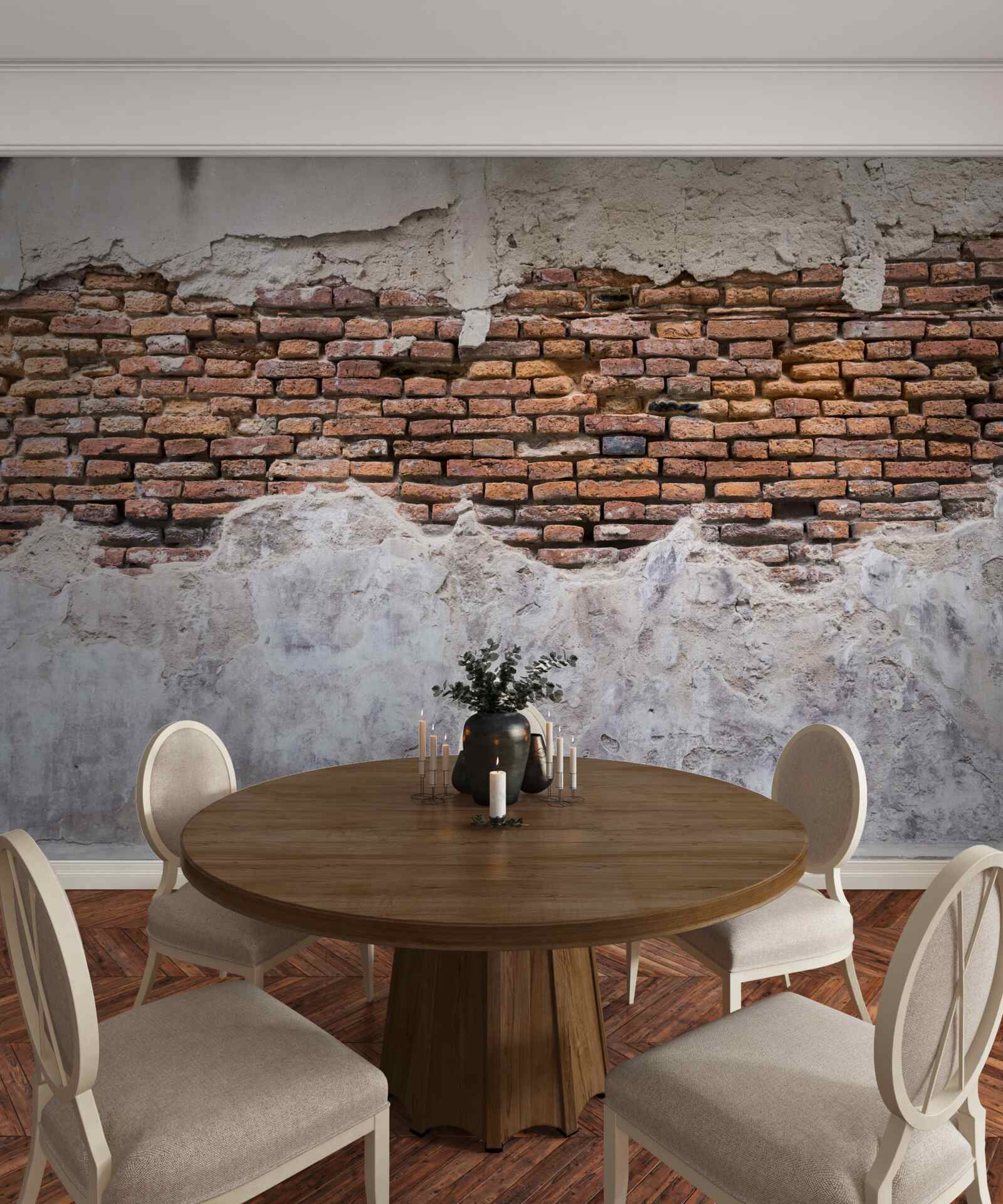 Papier peint Un mur de briques, vieux et creux