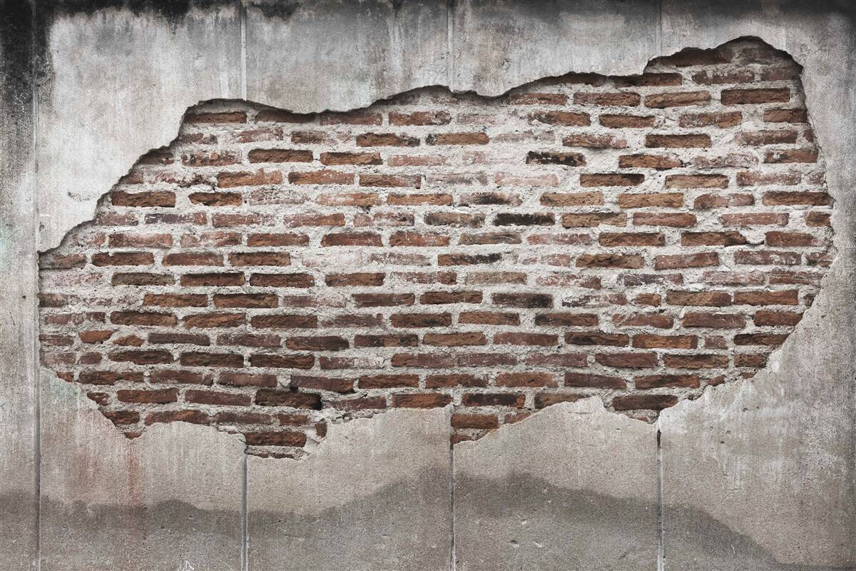 Papier peint partie d'un mur qui s'est écroulée