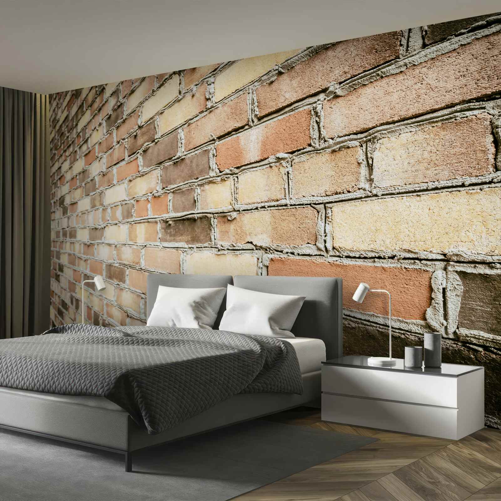 Papier peint vue latérale d'un mur de briques