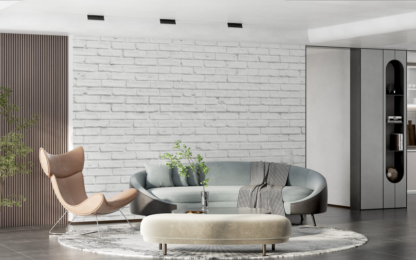 Papier peint base en brique blanche