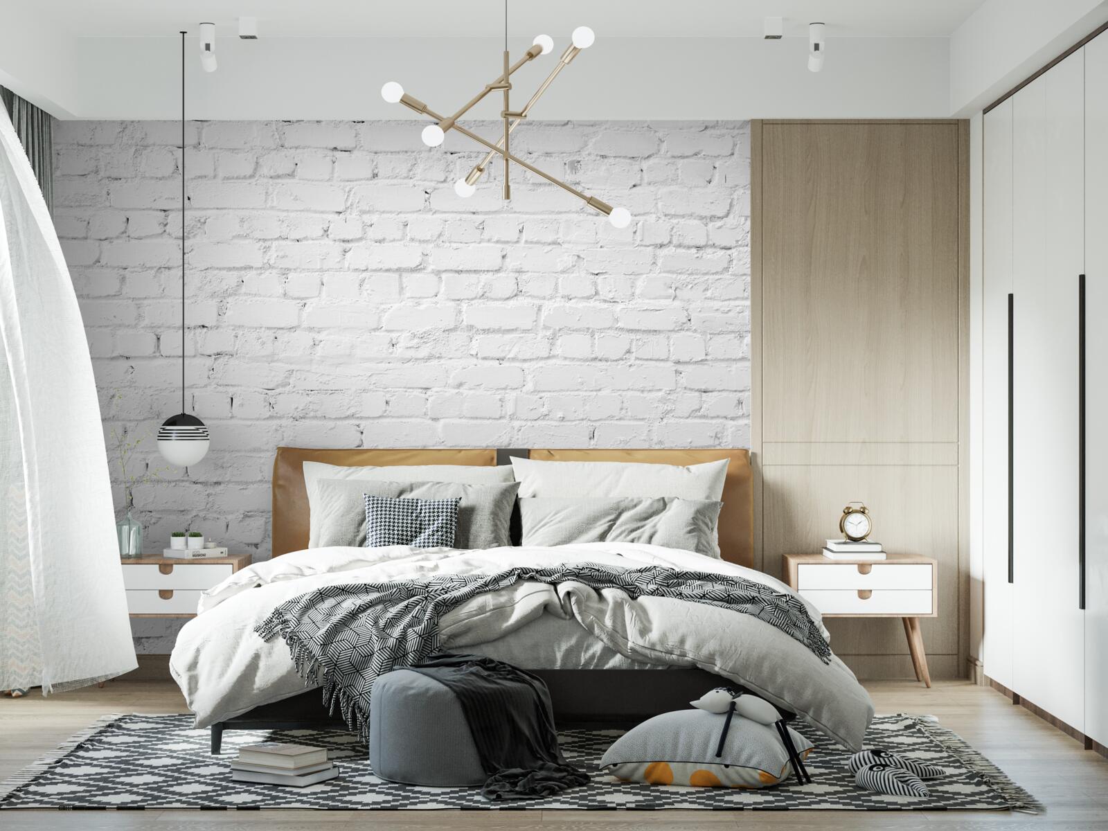 Papier peint mur de briques blanches