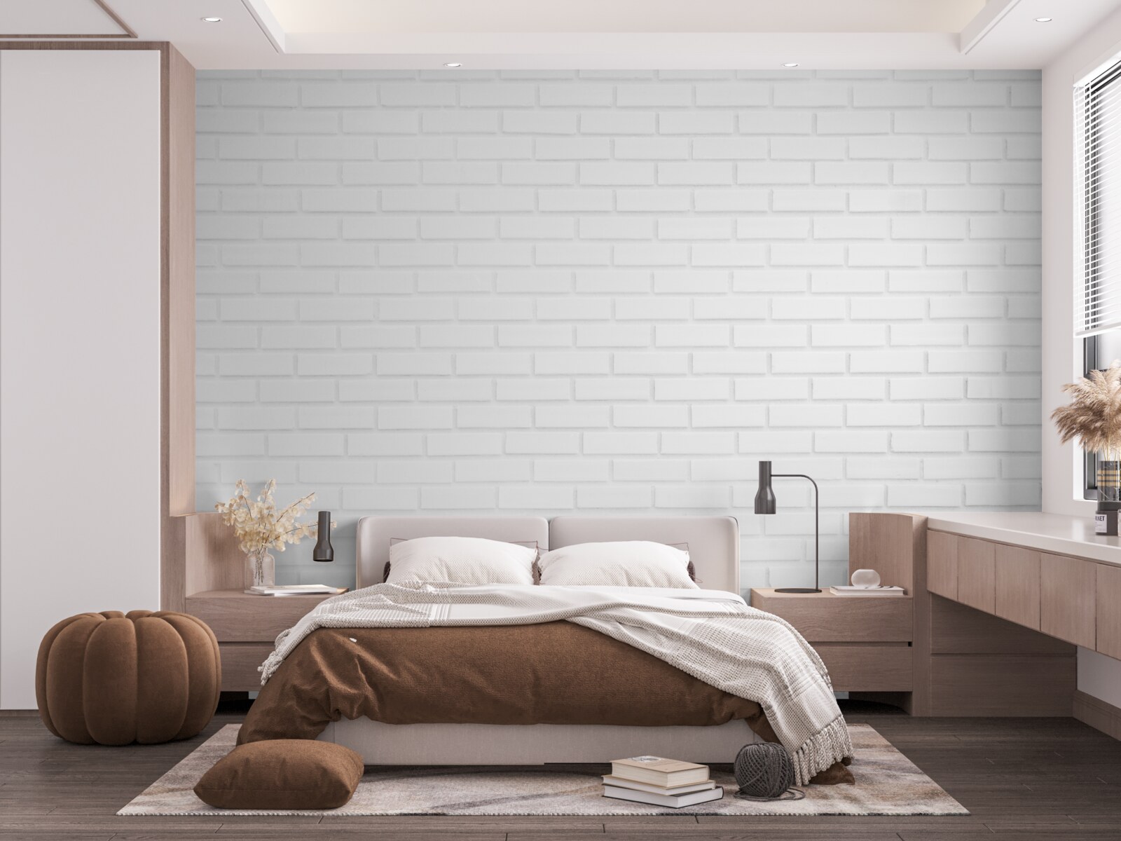 Papier peint le mur de briques est d'un blanc immaculé