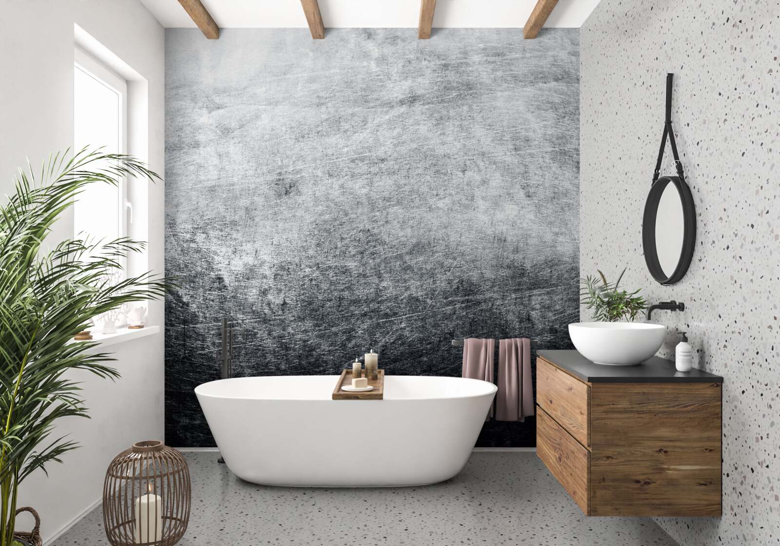 Papier peint mur gris problématique