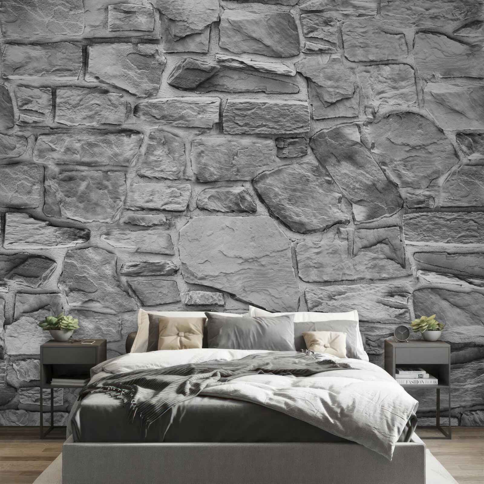 Papier peint la pierre grise plate forme un mur
