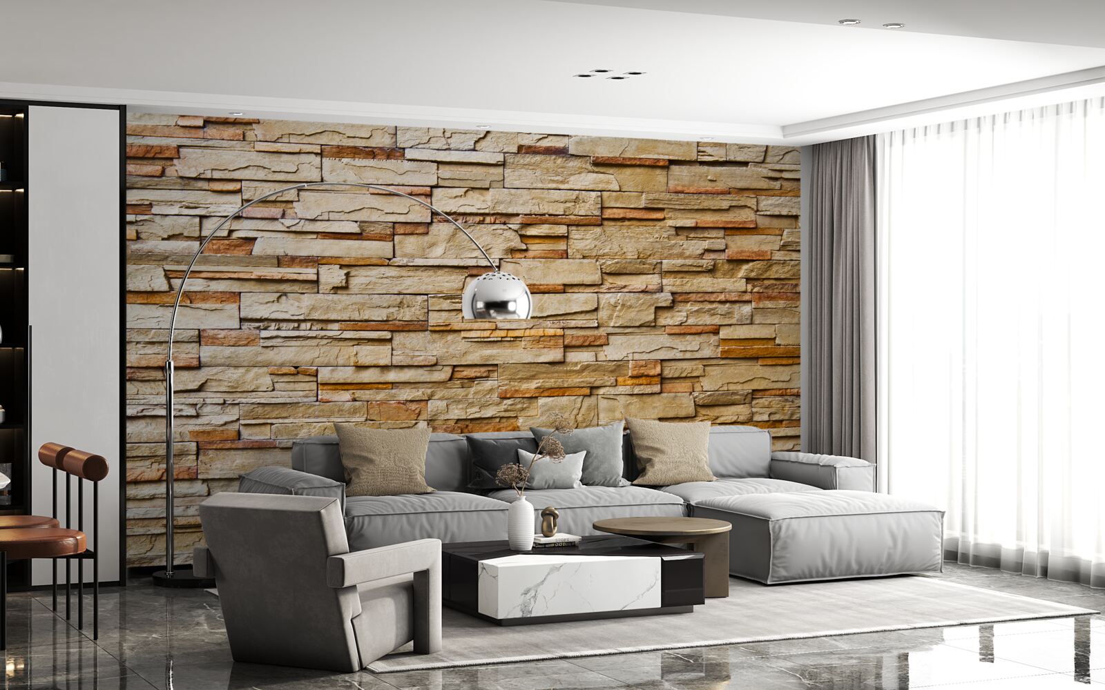 Papier peint mur en pierre brune