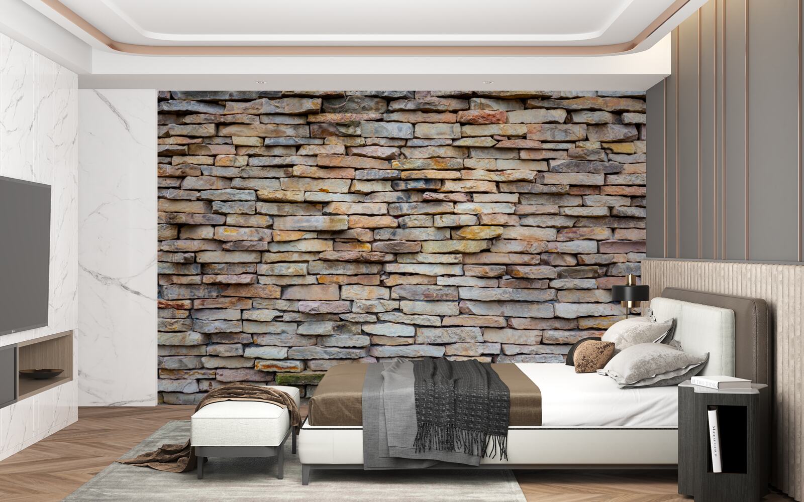Papier peint structure des murs en pierre