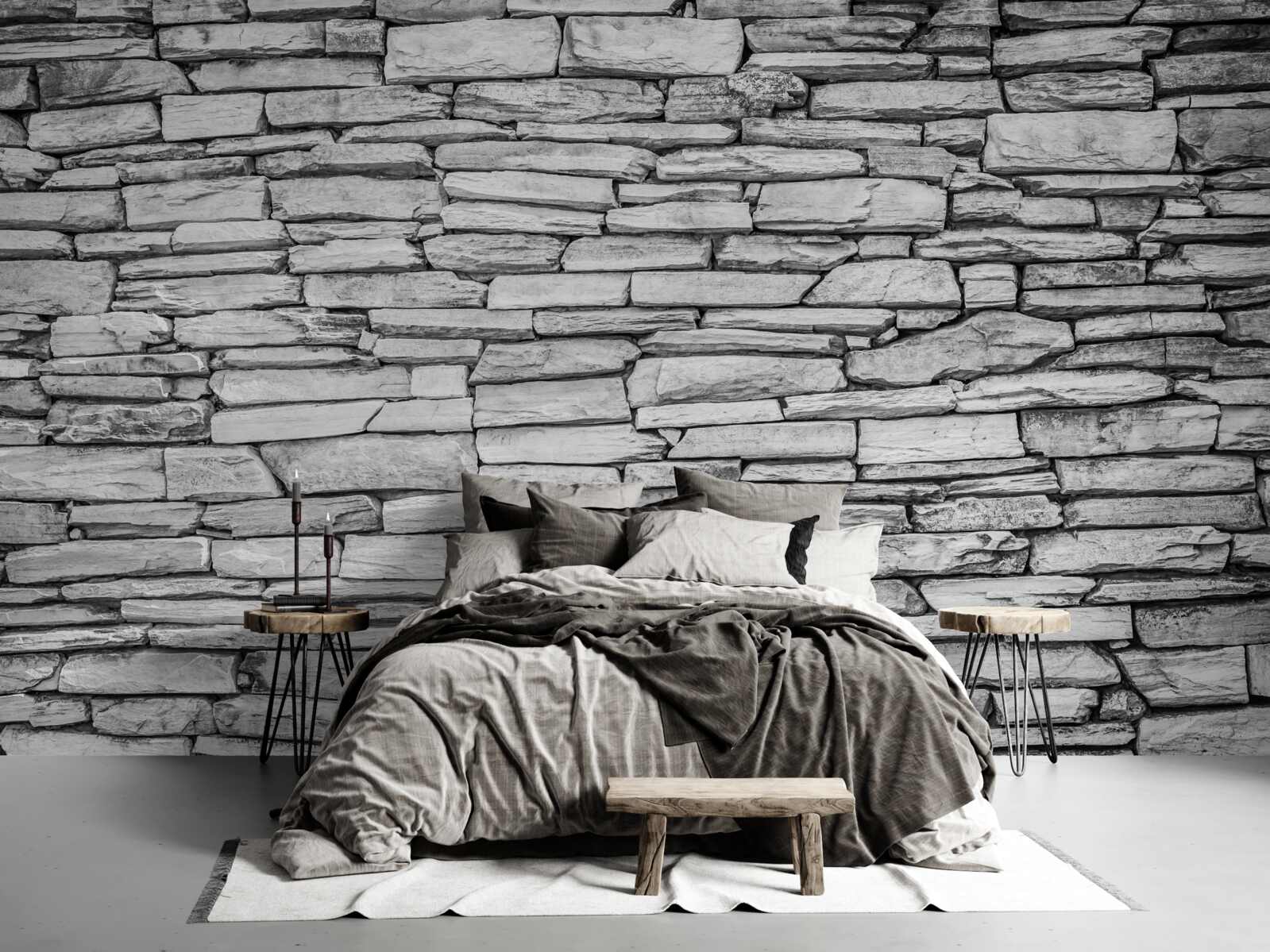 Papier peint structure de mur en pierre grise