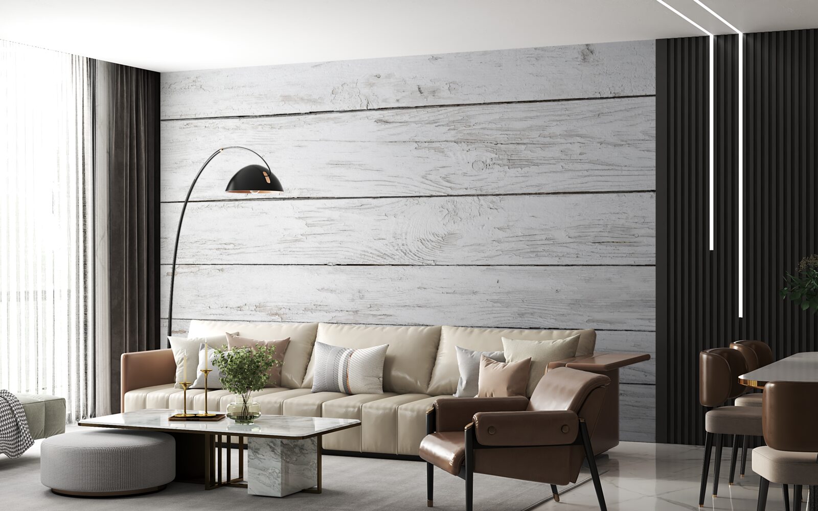 Papier peint parquet en bois gris clair