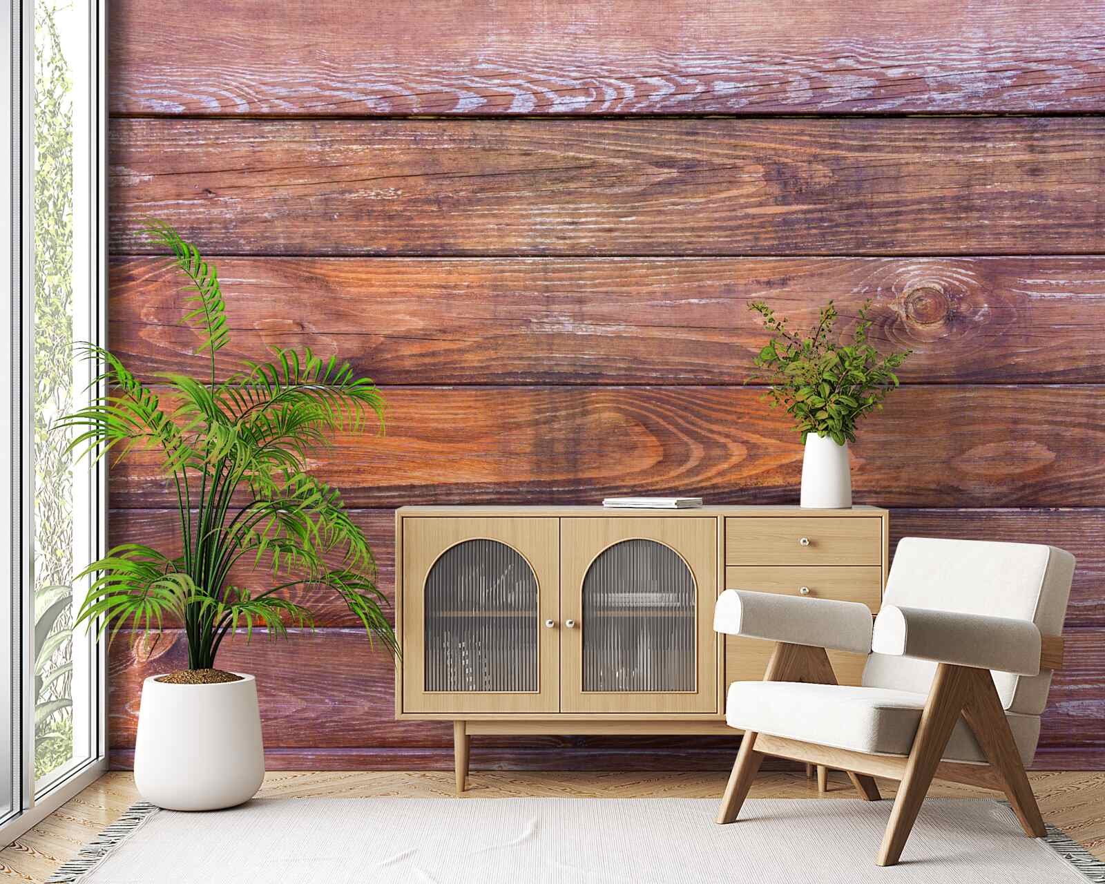 Papier peint structure en planches de bois