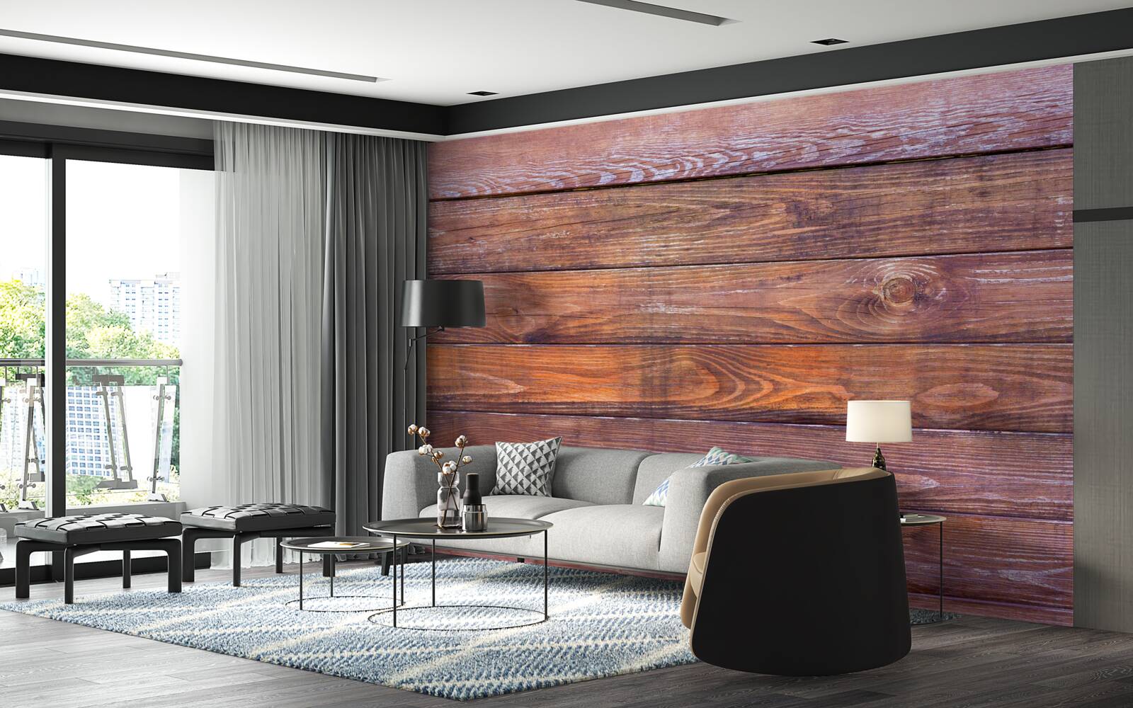 Papier peint structure en planches de bois