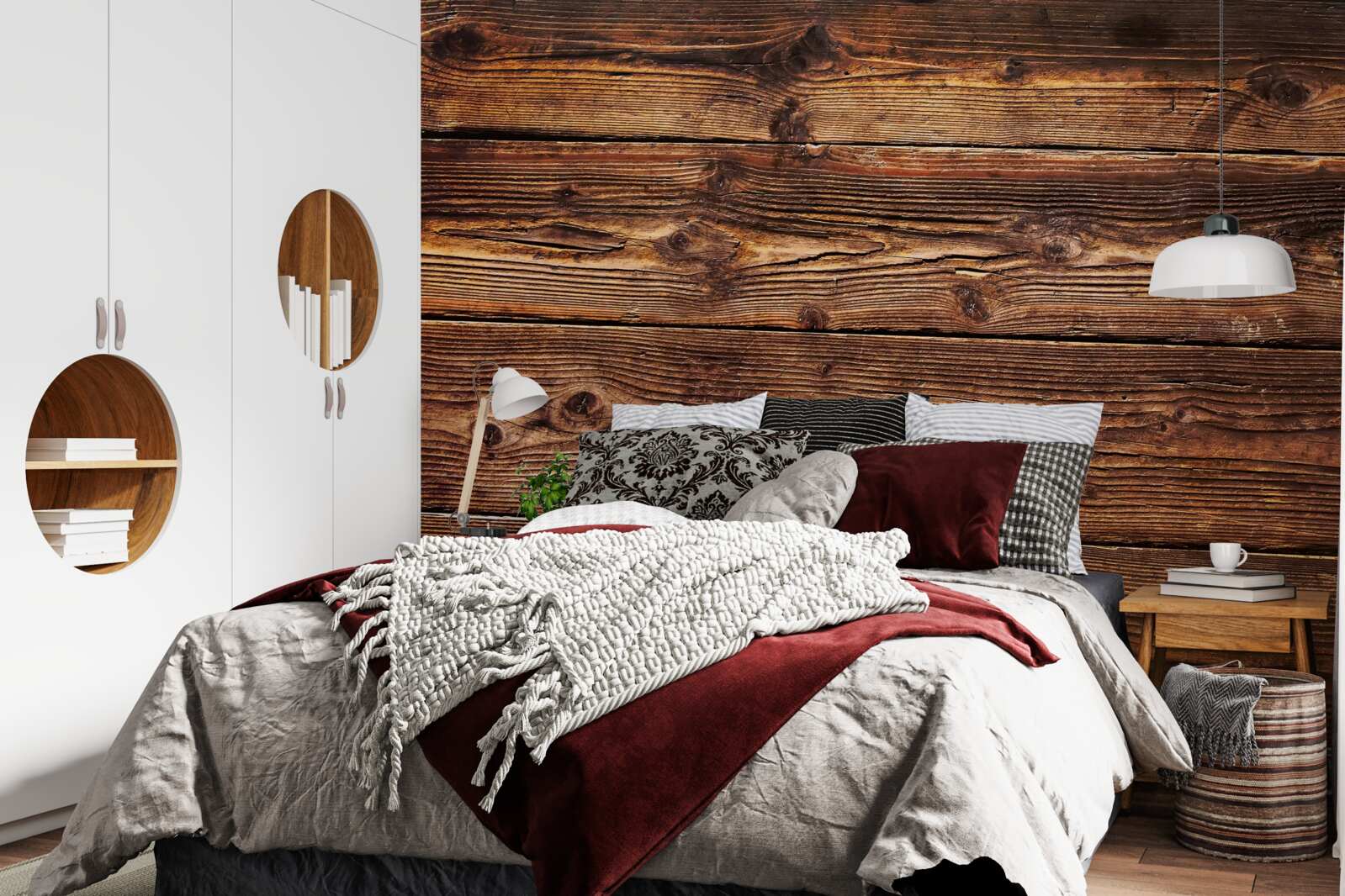 Papier peint parquet brun foncé