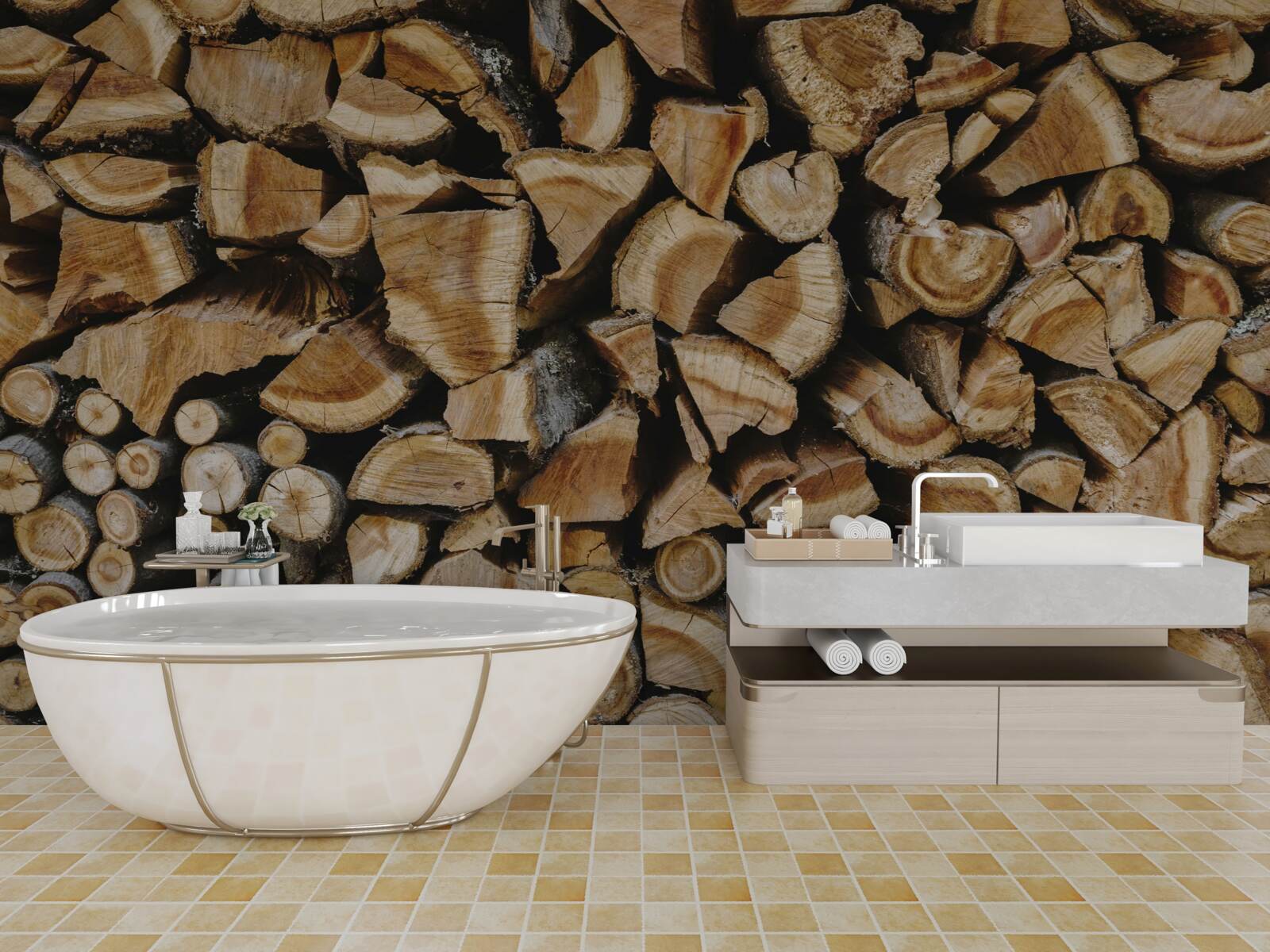 Papier peint pièces de bois assemblées