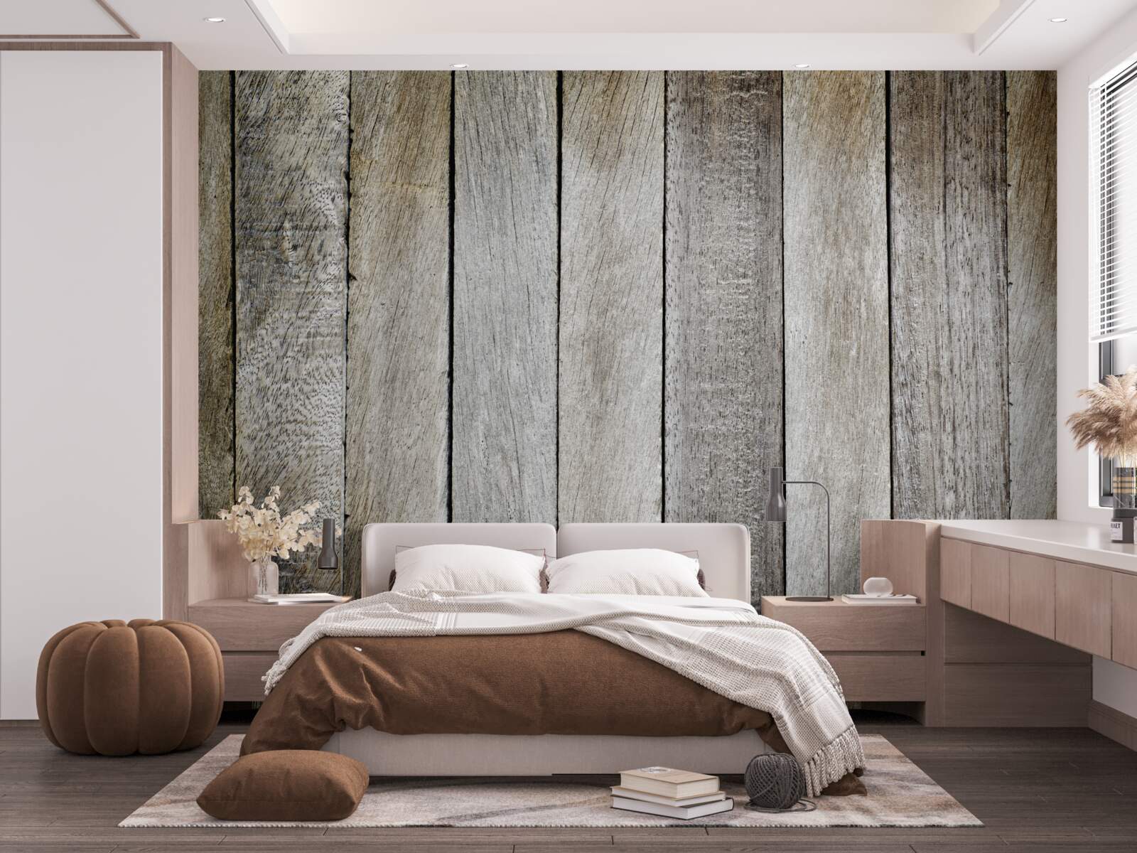 Papier peint panneau de parquet avec effet de vieillissement