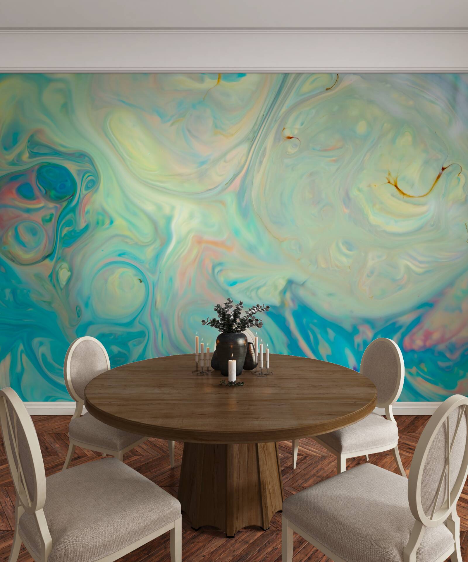 Papier peint fond turquoise clair