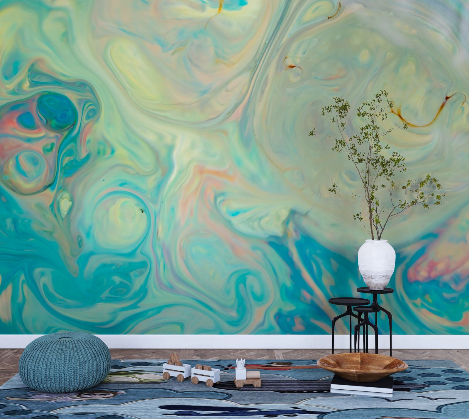 Papier peint fond turquoise clair