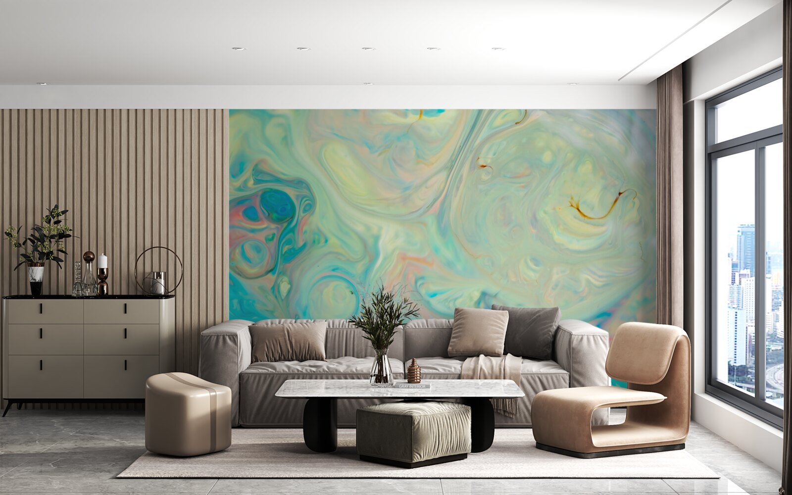 Papier peint fond turquoise clair