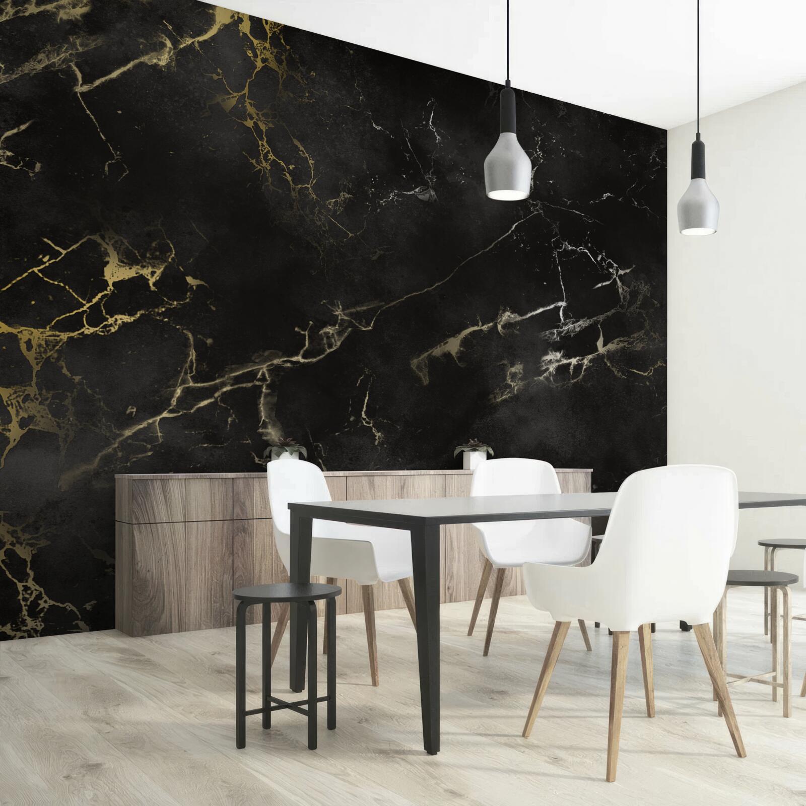Papier peint motif de marbre noir