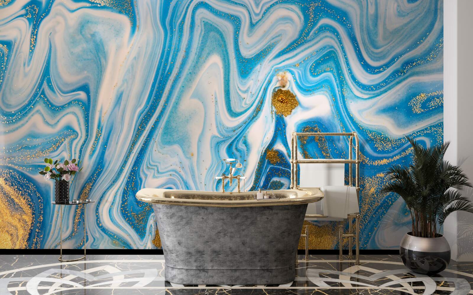 Papier peint le sable bleu sous une forme abstraite