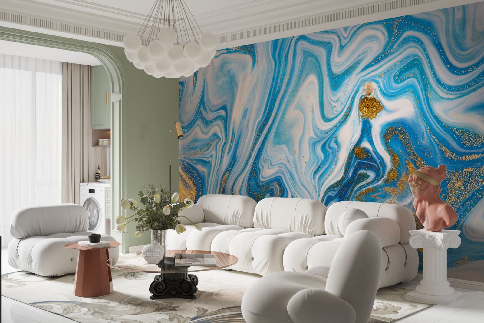 Papier peint le sable bleu sous une forme abstraite
