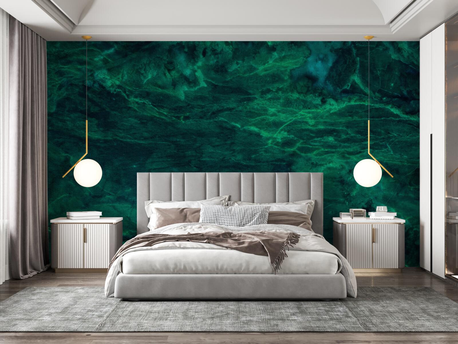 Papier peint marbre vert foncé