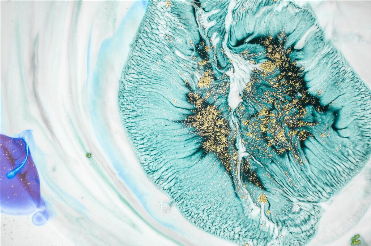 Papier peint abstraction à l'aquarelle dans des tons de turquoise