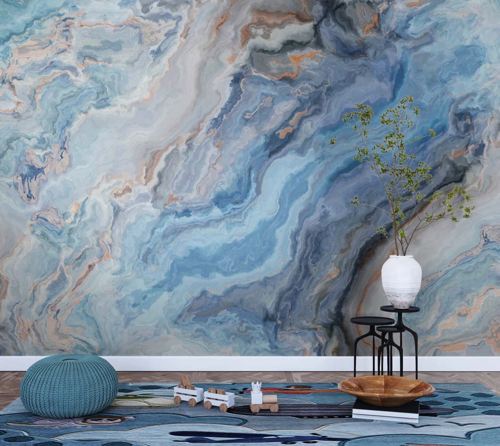 Papier peint fond de marbre avec une teinte bleue