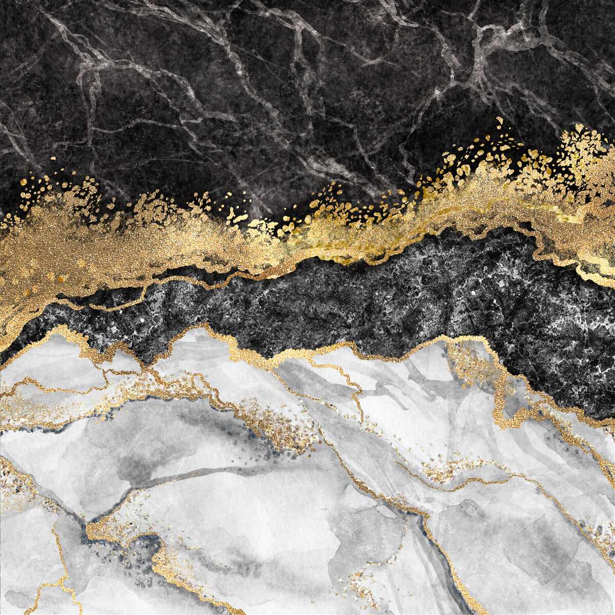 Papier peint marbre avec or sur fond noir