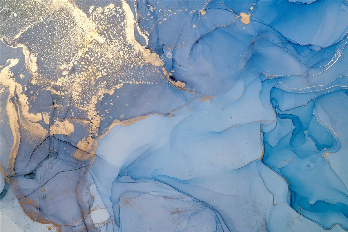 Papier peint liquide doré avec bleu