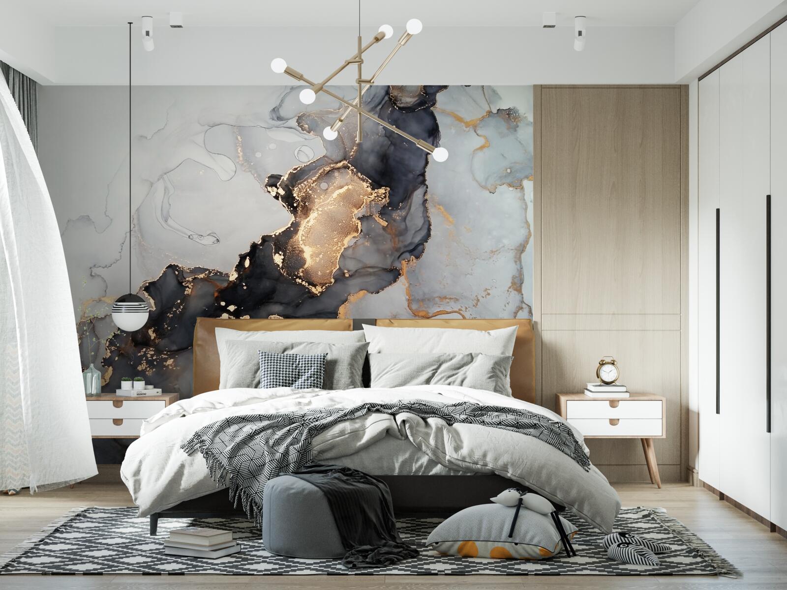 Papier peint élégant fond gris et noir à l'aspect luxueux