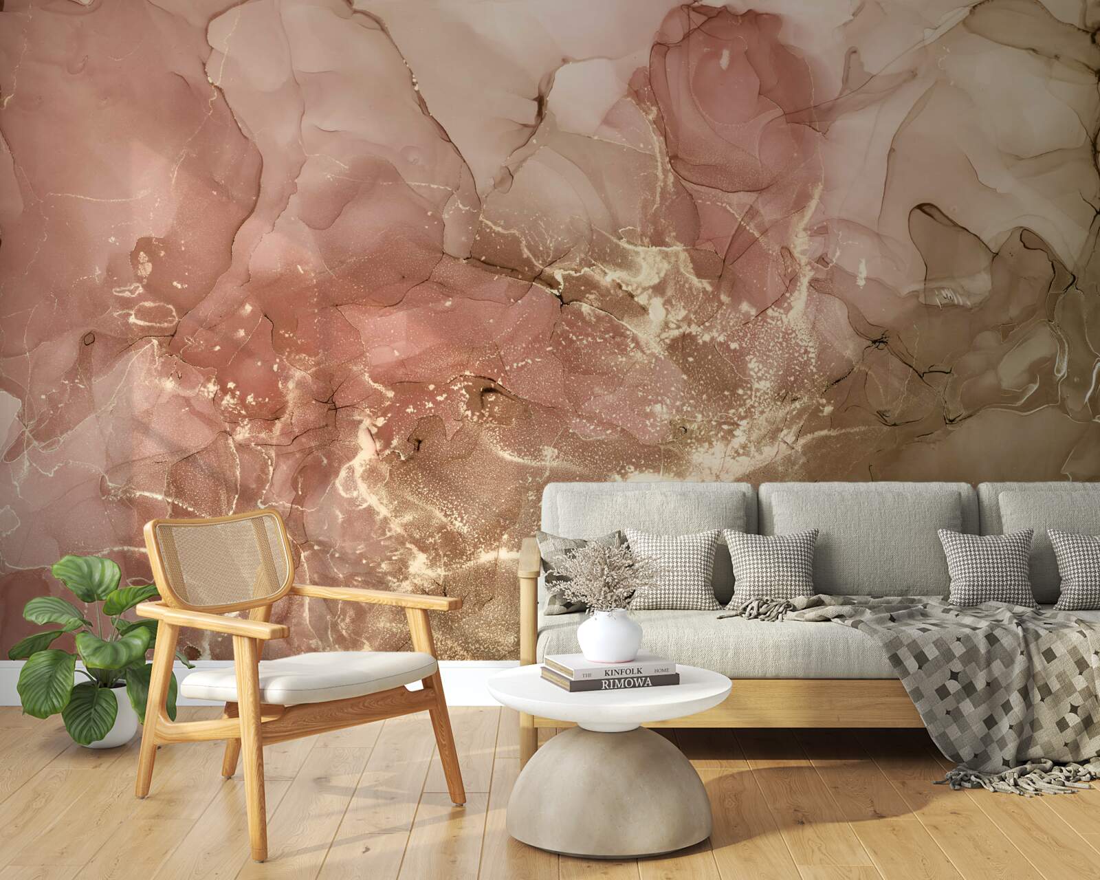 Papier peint liquide rose pêche