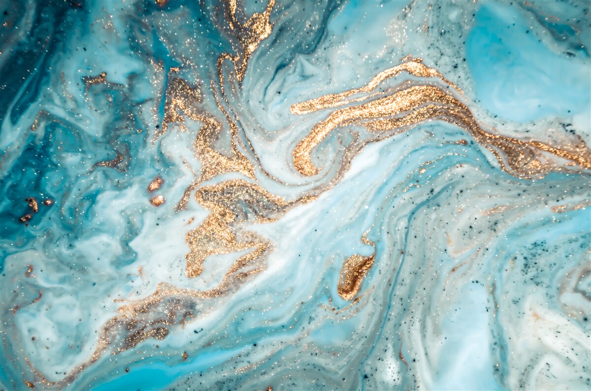 Papier peint des vibrations dans les tons de bleu et d'or