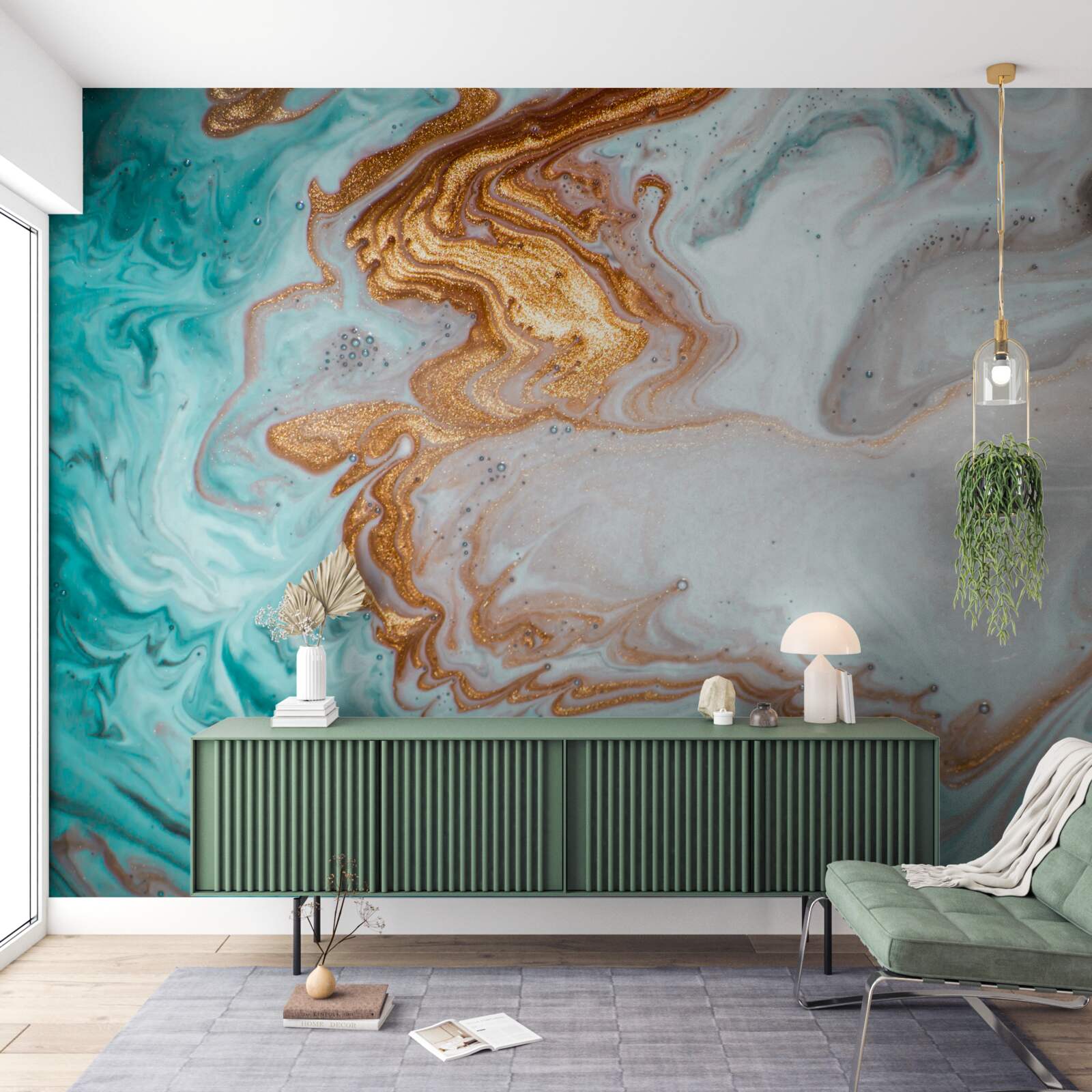 Papier peint marbre avec abstraction lumineuse