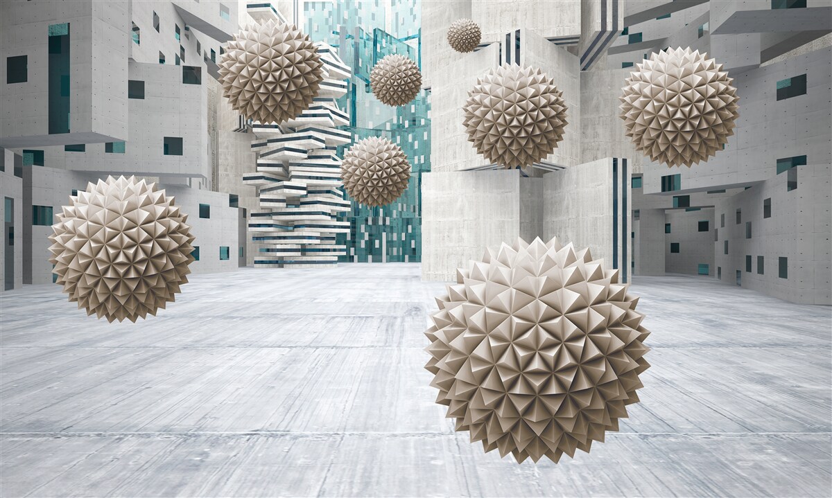 Papier peint boules flottantes en bronze
