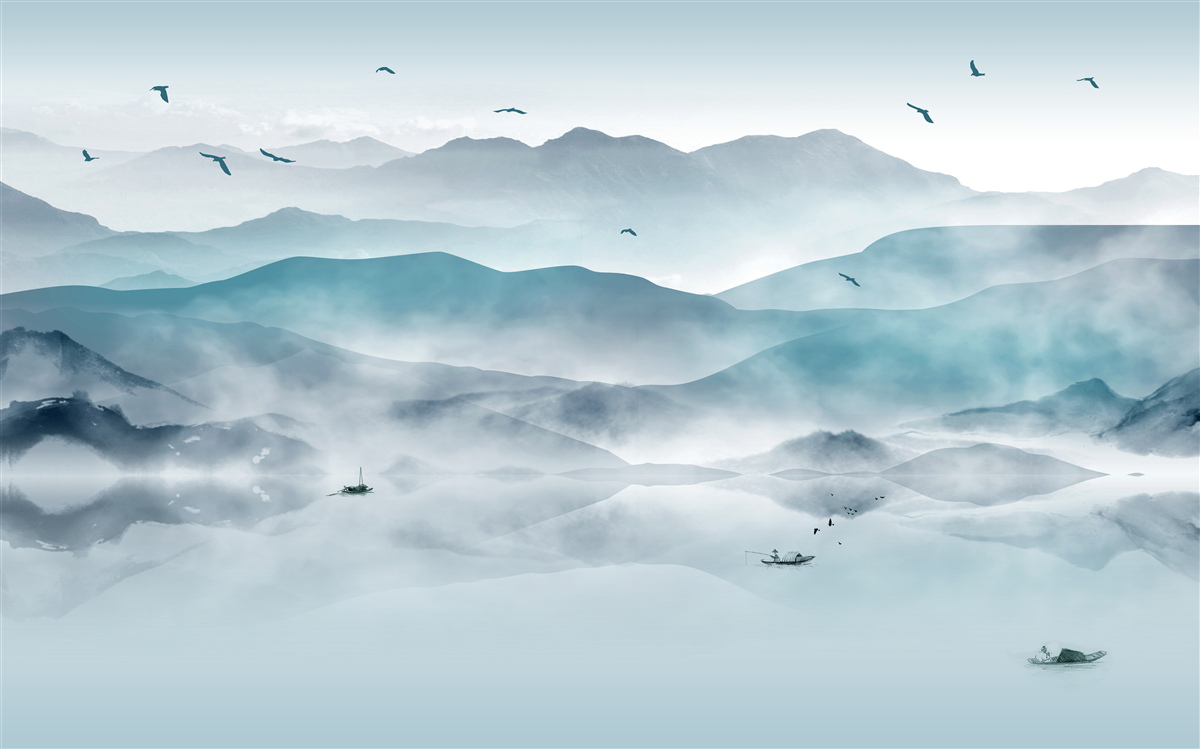 Papier peint le bord du brouillard tombe à la surface de l'eau
