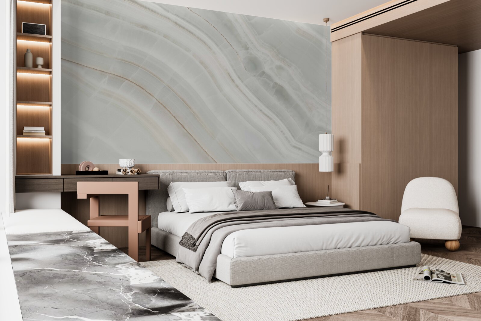 Papier peint gris mince beige