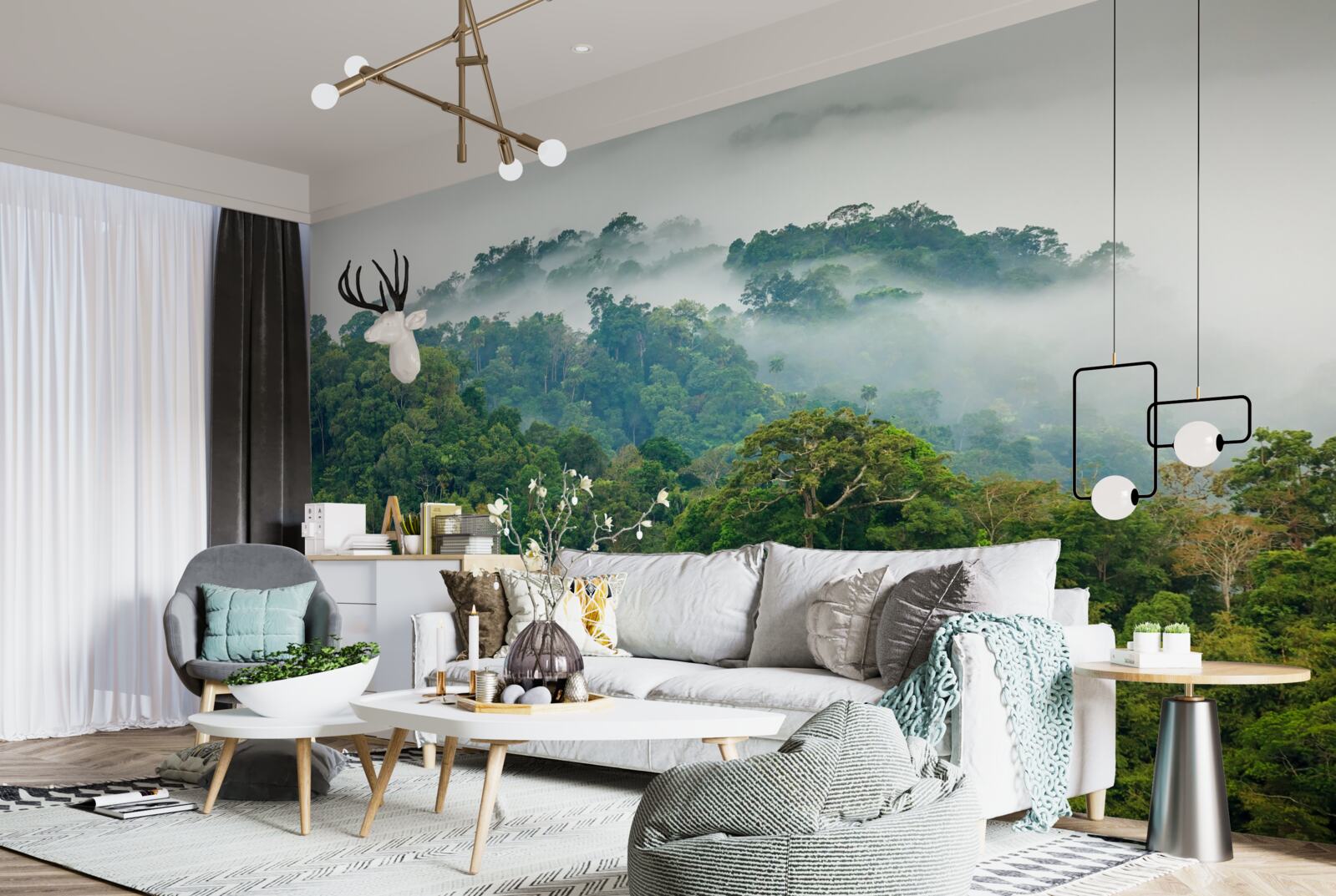 Papier peint la jungle est enveloppée d'un épais brouillard