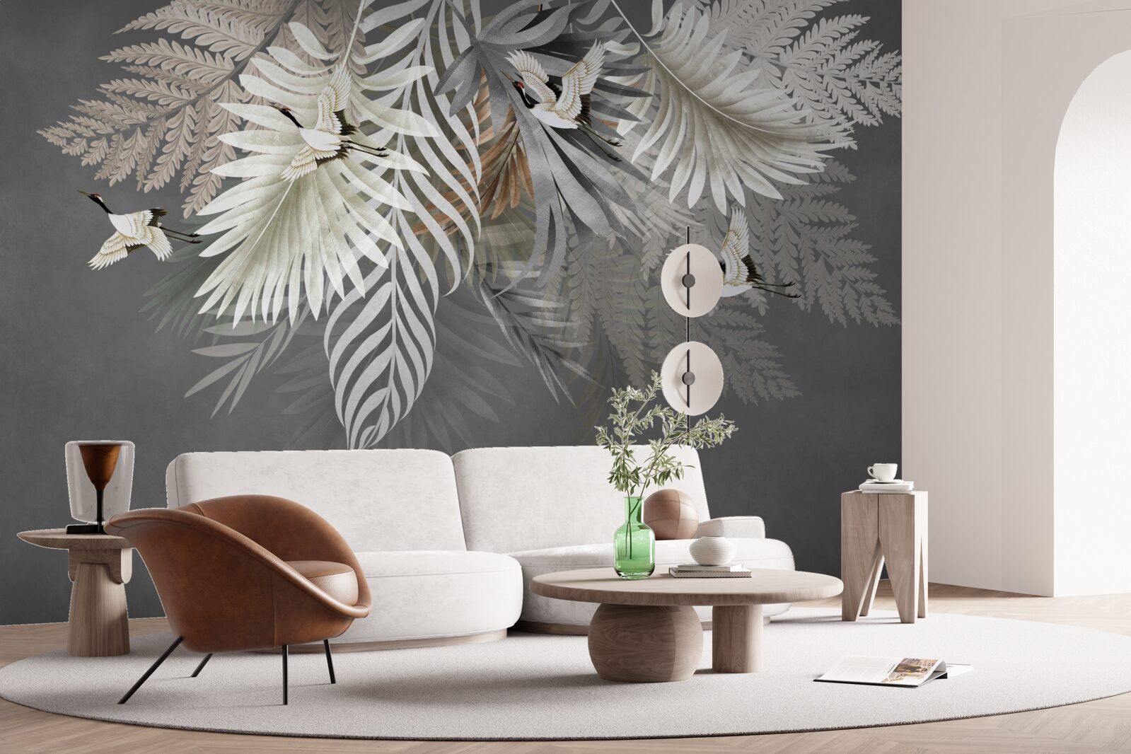 Papier peint Bouquet suspendu de feuilles des tropiques