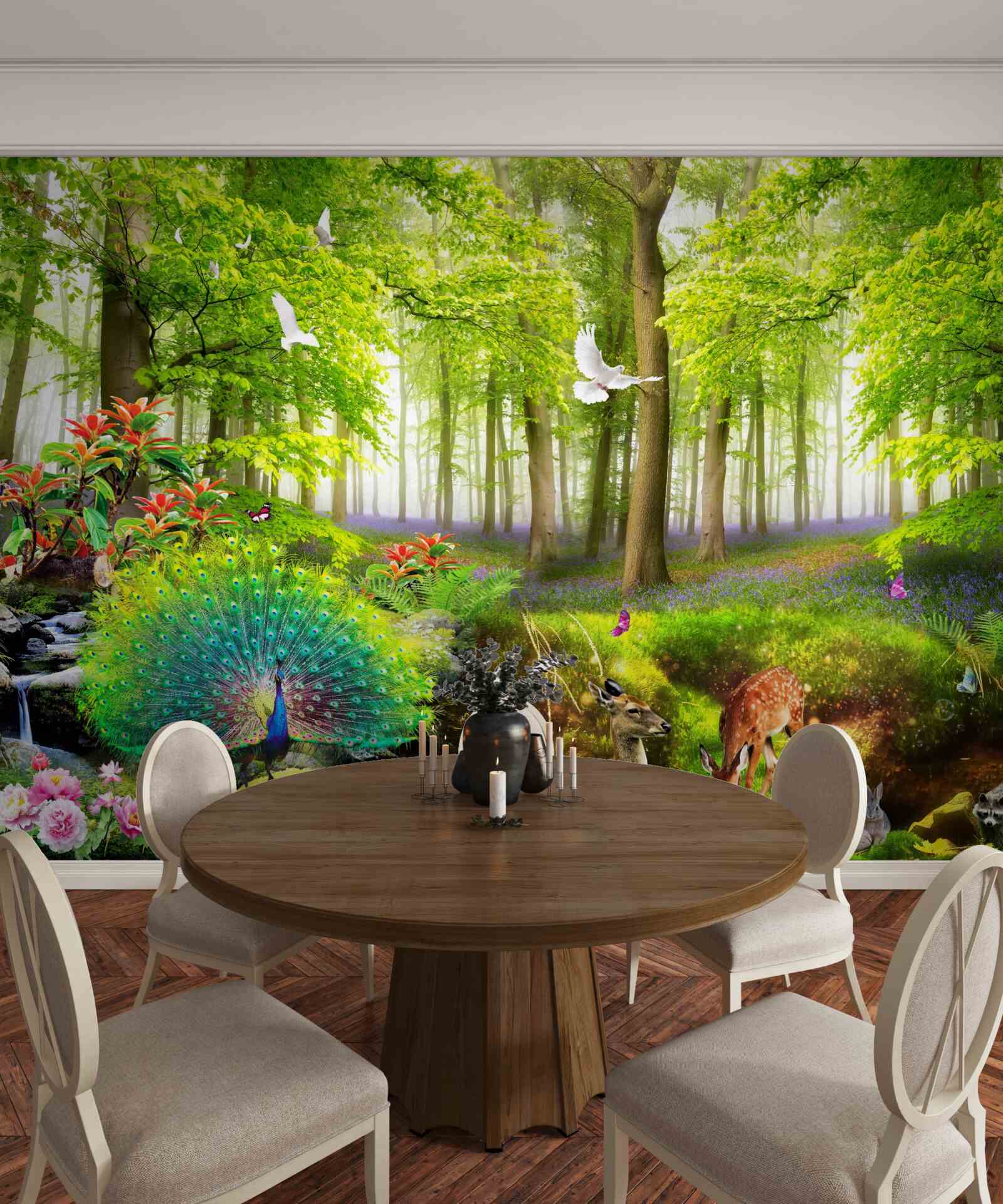 Papier peint faune des forêts vertes d'été