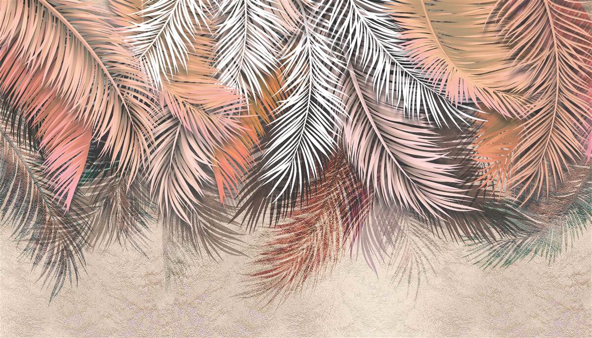 Papier peint feuilles tombantes en forme de plumes