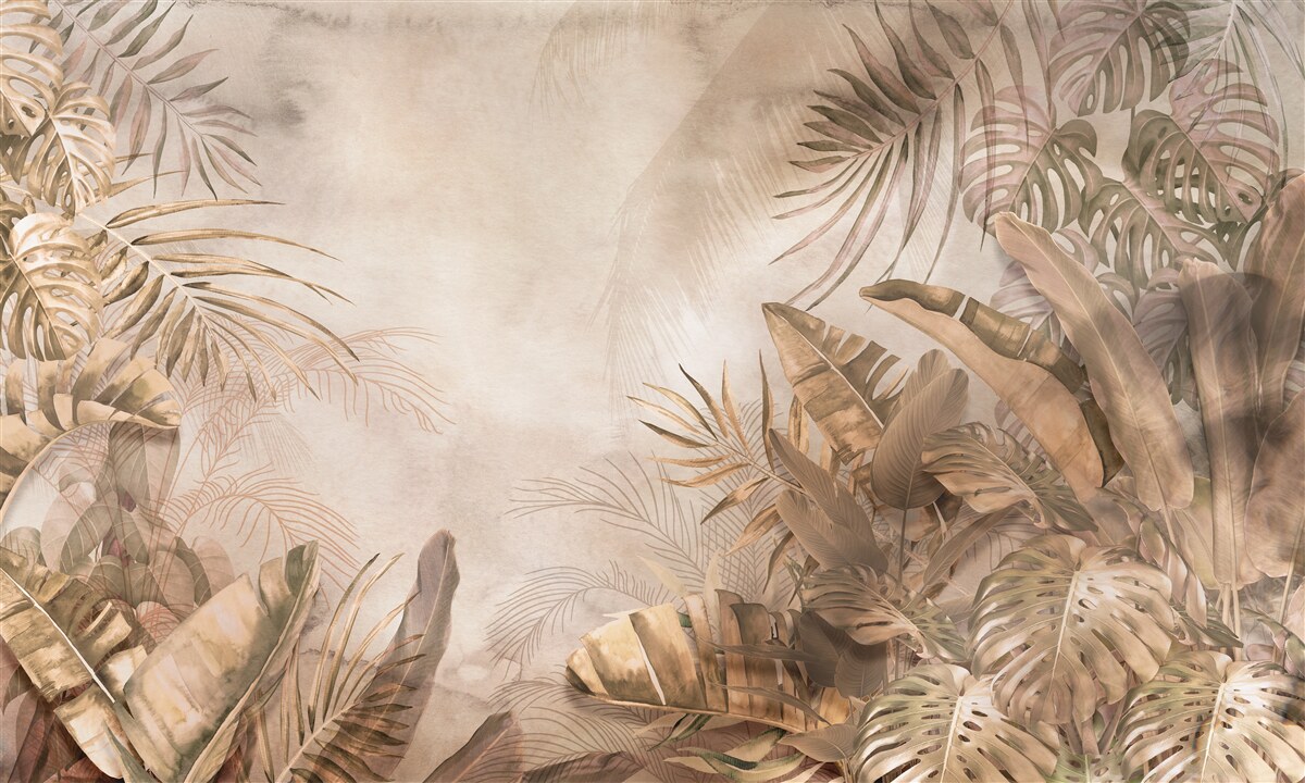 Papier peint les monstres et les palmiers poussent dans les forêts tropicales