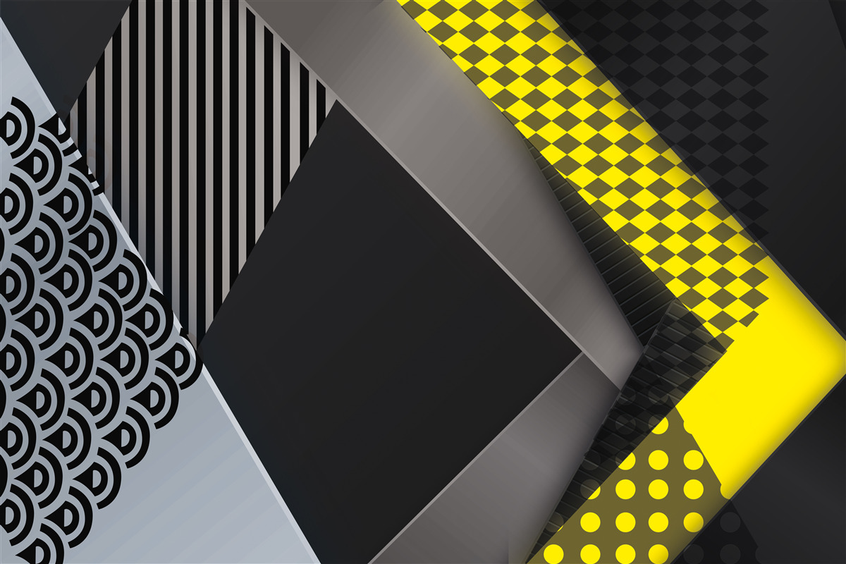 Papier peint rectangles en noir et jaune