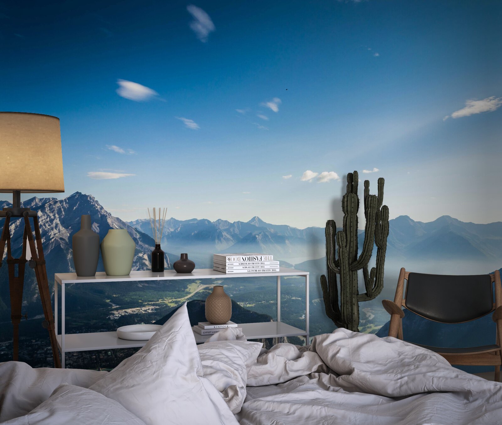 Papier peint du haut des montagnes, on peut voir le vaste ciel bleu