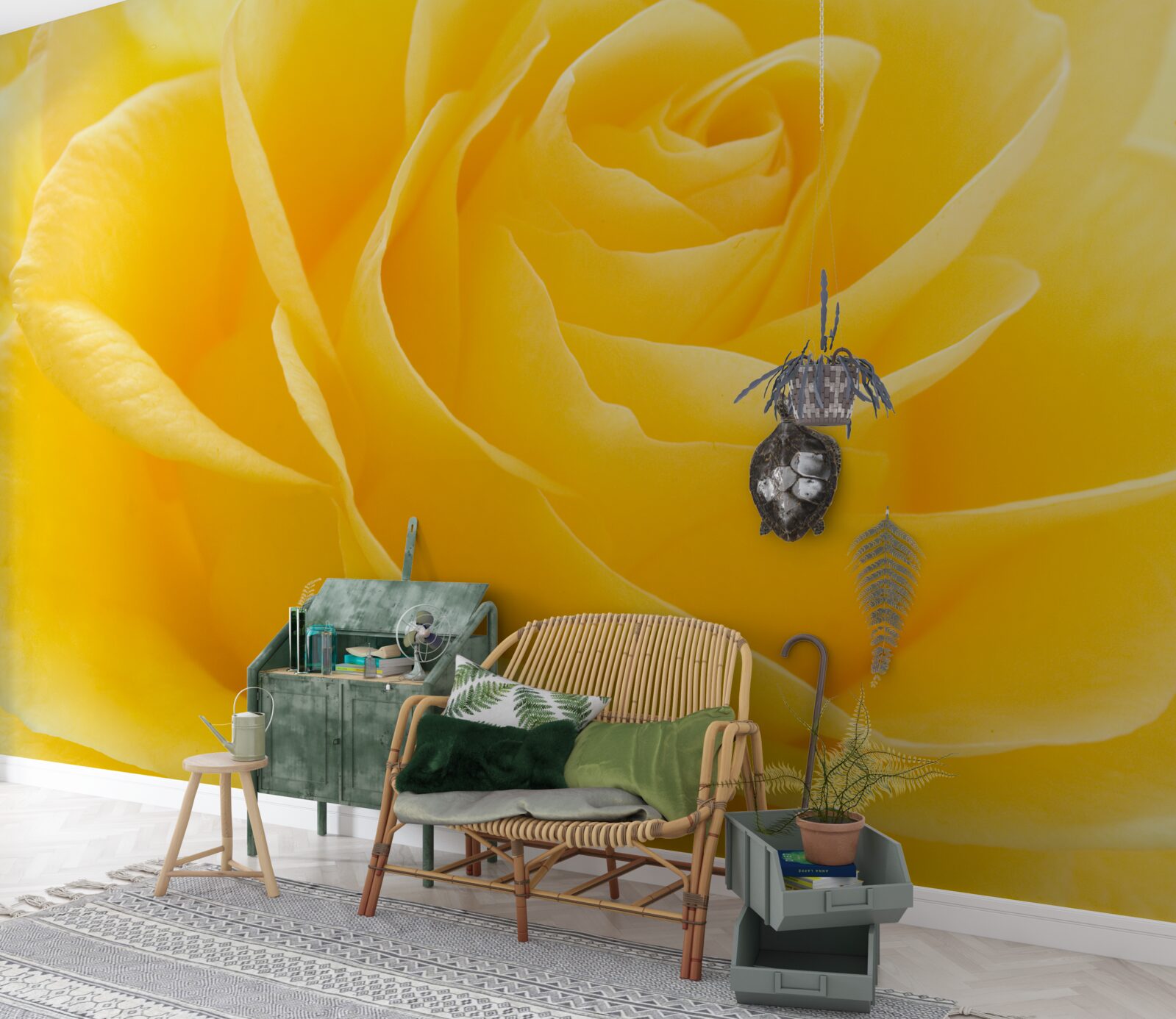 Papier peint rose jaune étirée