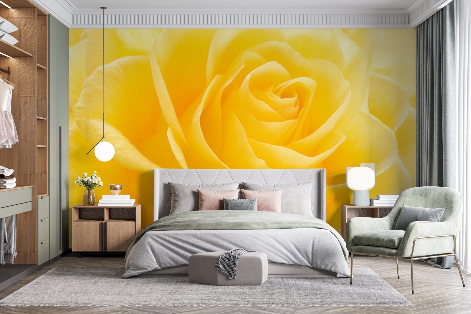 Papier peint rose jaune étirée