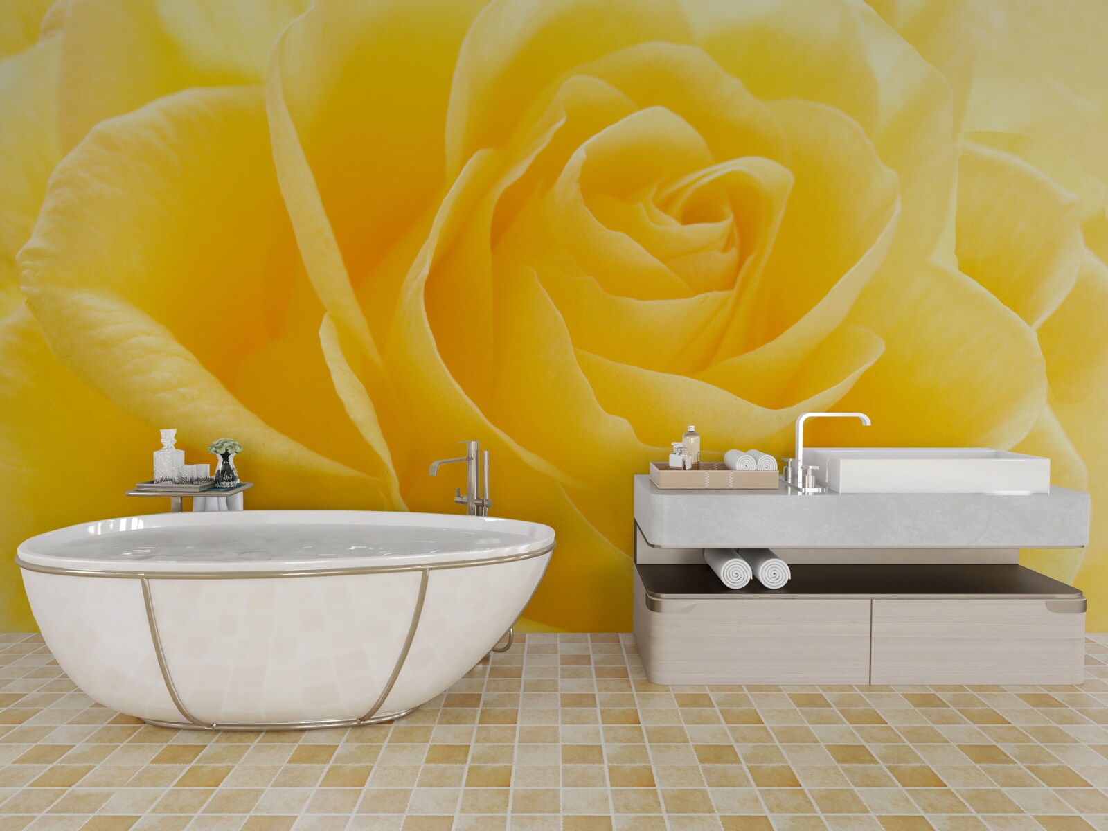 Papier peint rose jaune étirée