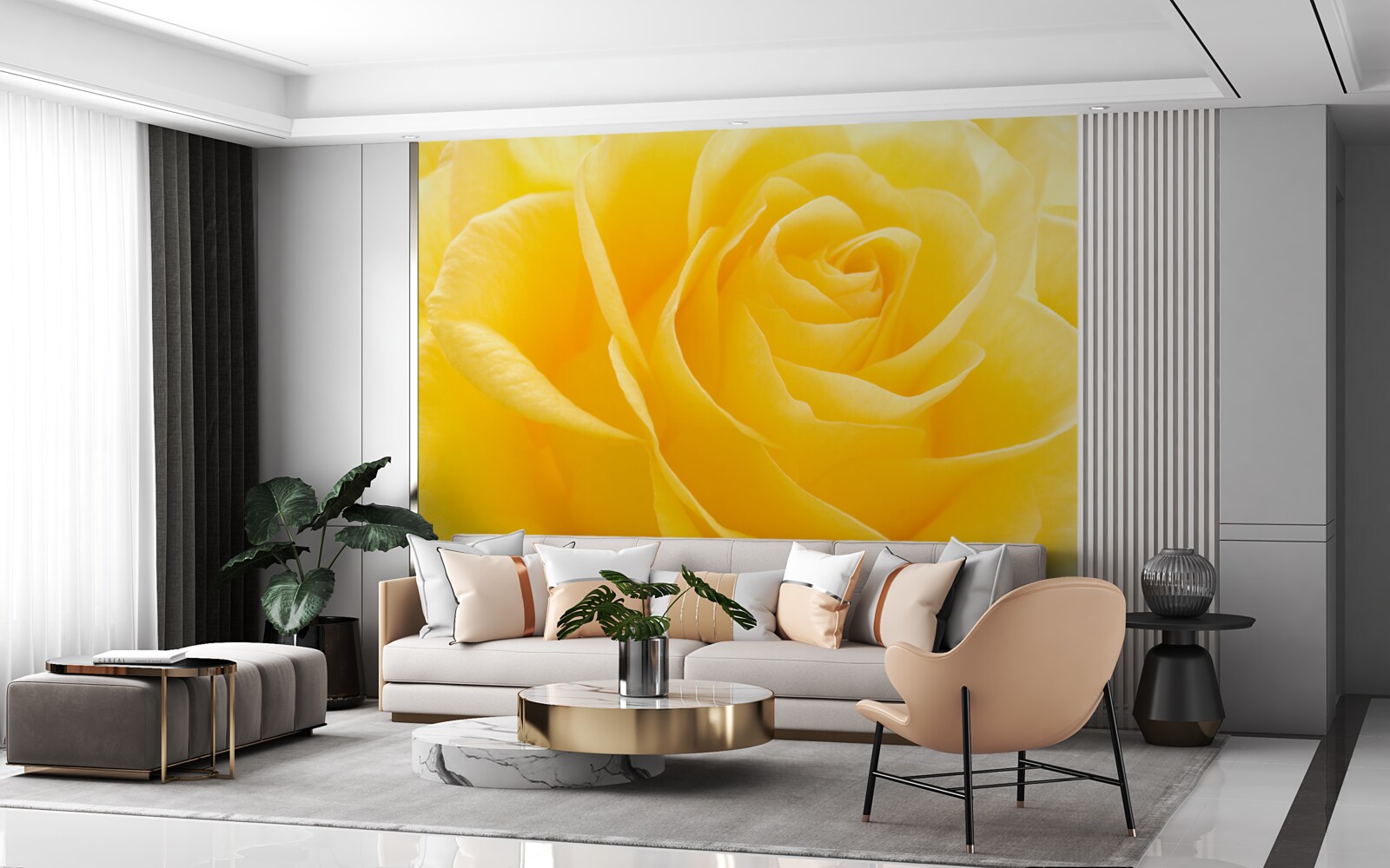 Papier peint rose jaune étirée